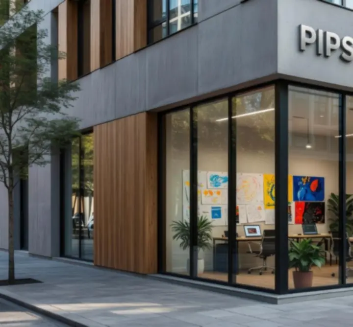 Minimalist exterior of PIPS INTERIORS LTD studio with warm neutral finishes